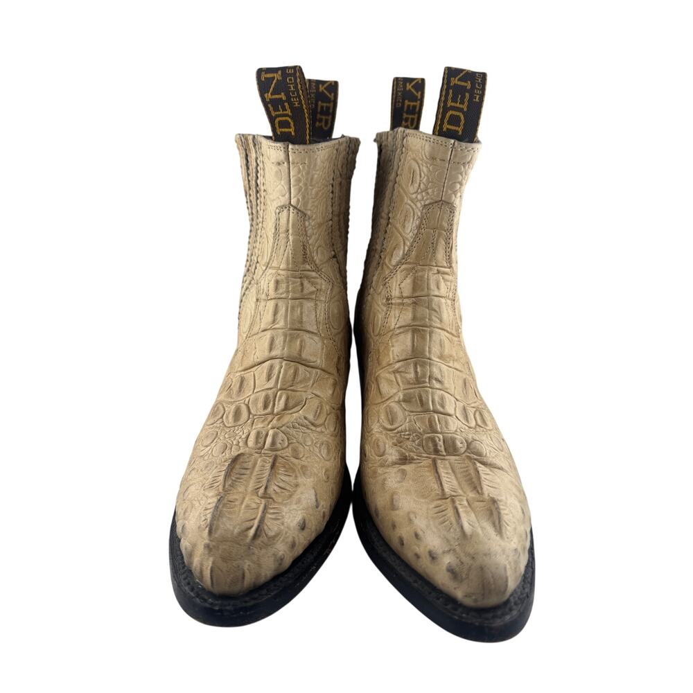 Denver Boots 7.5-8 Croc Embossed Cowhide Leather Western Ankle Boots Mexico